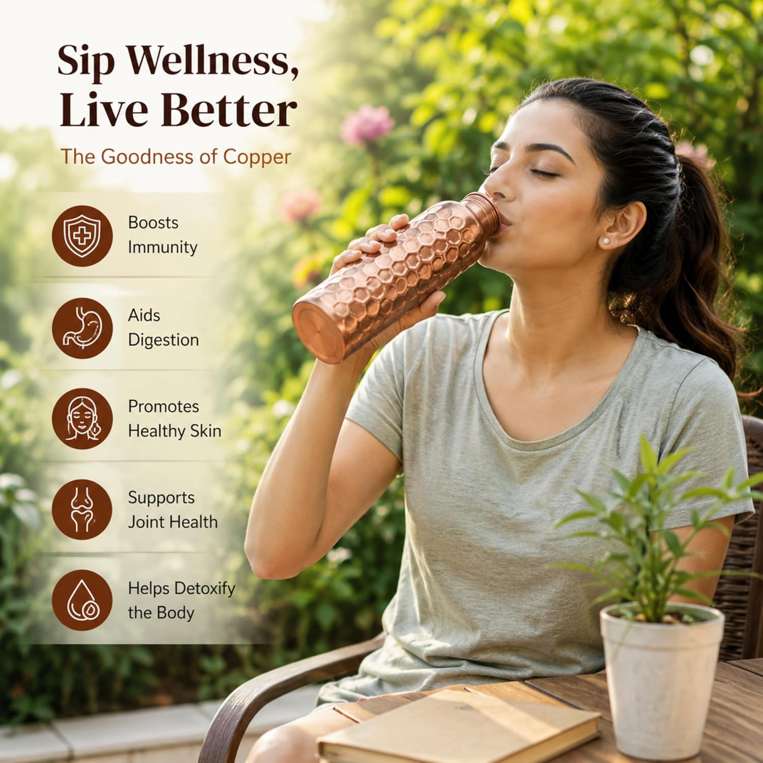 32oz Koperen Waterfles Set van - Ayurvedic & Herbal Wellness Kits recensie en prijs